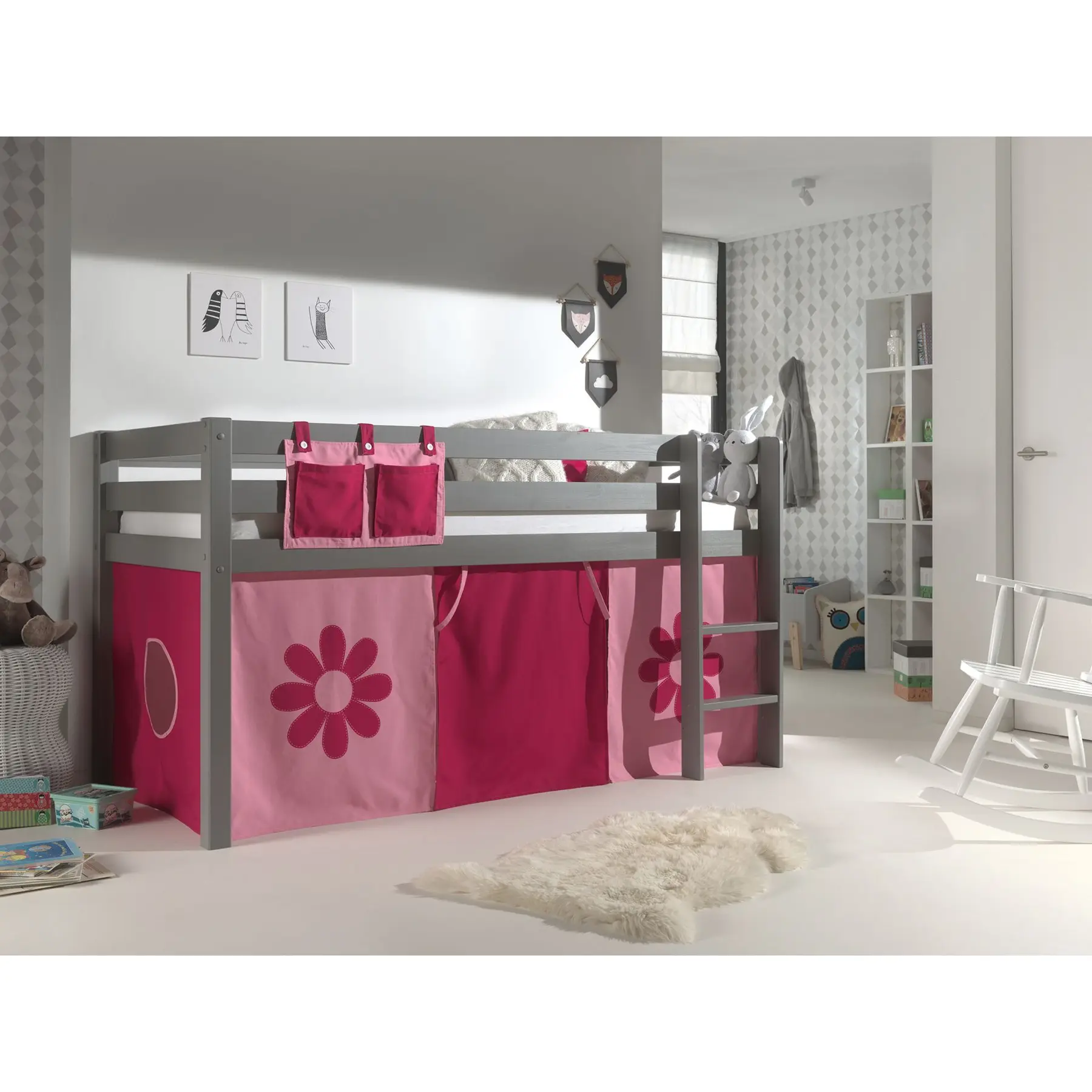 Rideau pour lit compact enfant Vipack Flower Pino/scott