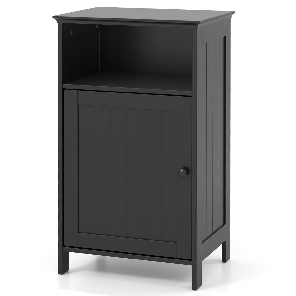 CostwayMeuble de Salle de Bain avec Porte Simple et Étagère Réglable de Rangement 40 x 30 x 70 CM en Bois pour Maison Salon Noir