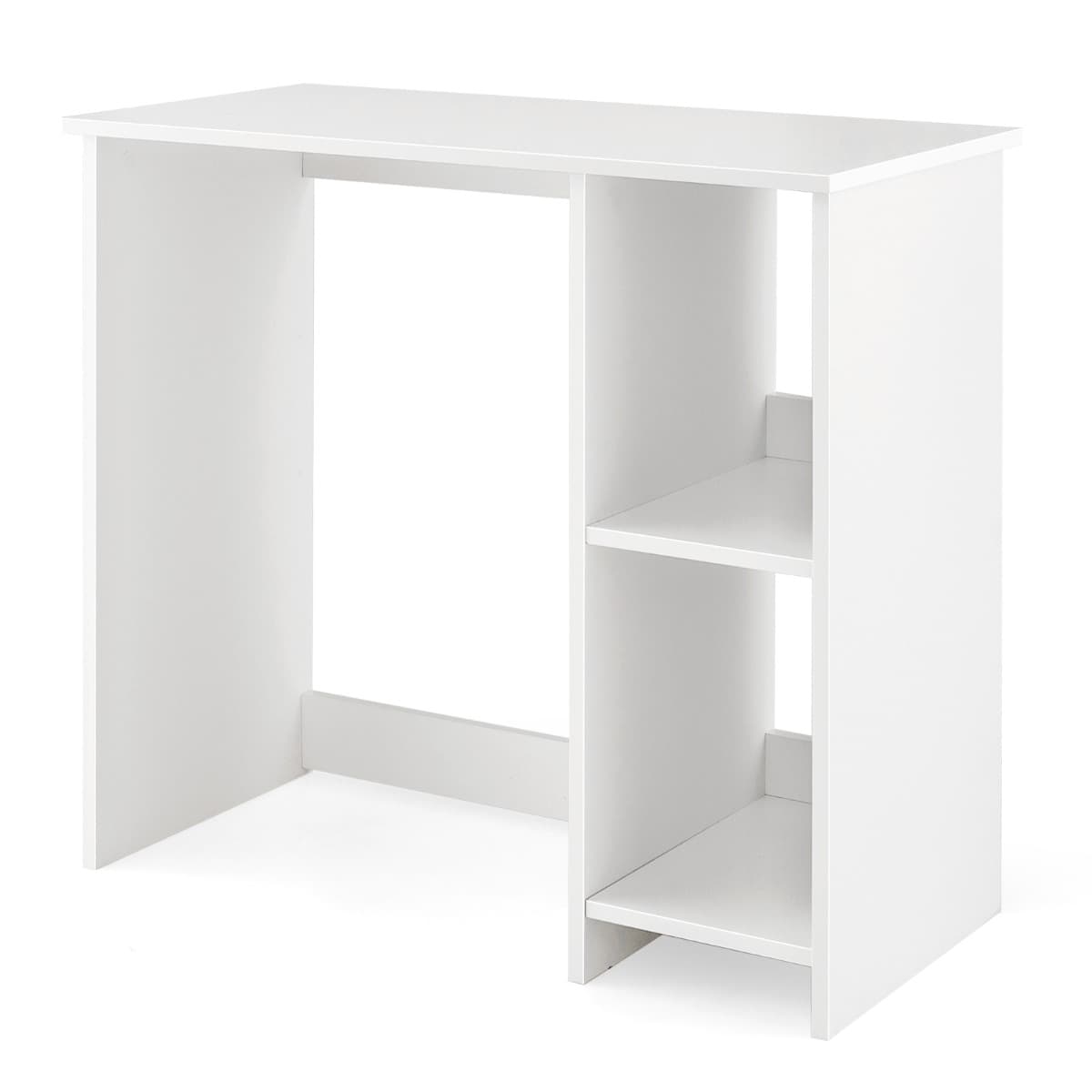 CostwayBureau d'Ordinateur Table de Travail pour Petit Espace avec 2 Compartiments Bureau Informatique 40 x 80 x74 cm Blanc