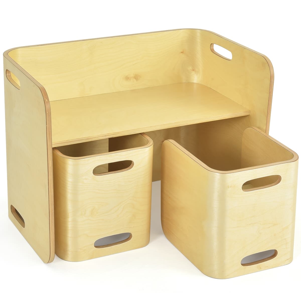 CostwayTable Enfant avec Chaises Design Moderne en Bois d' Bouleau pour Manger Etudier et Jouer