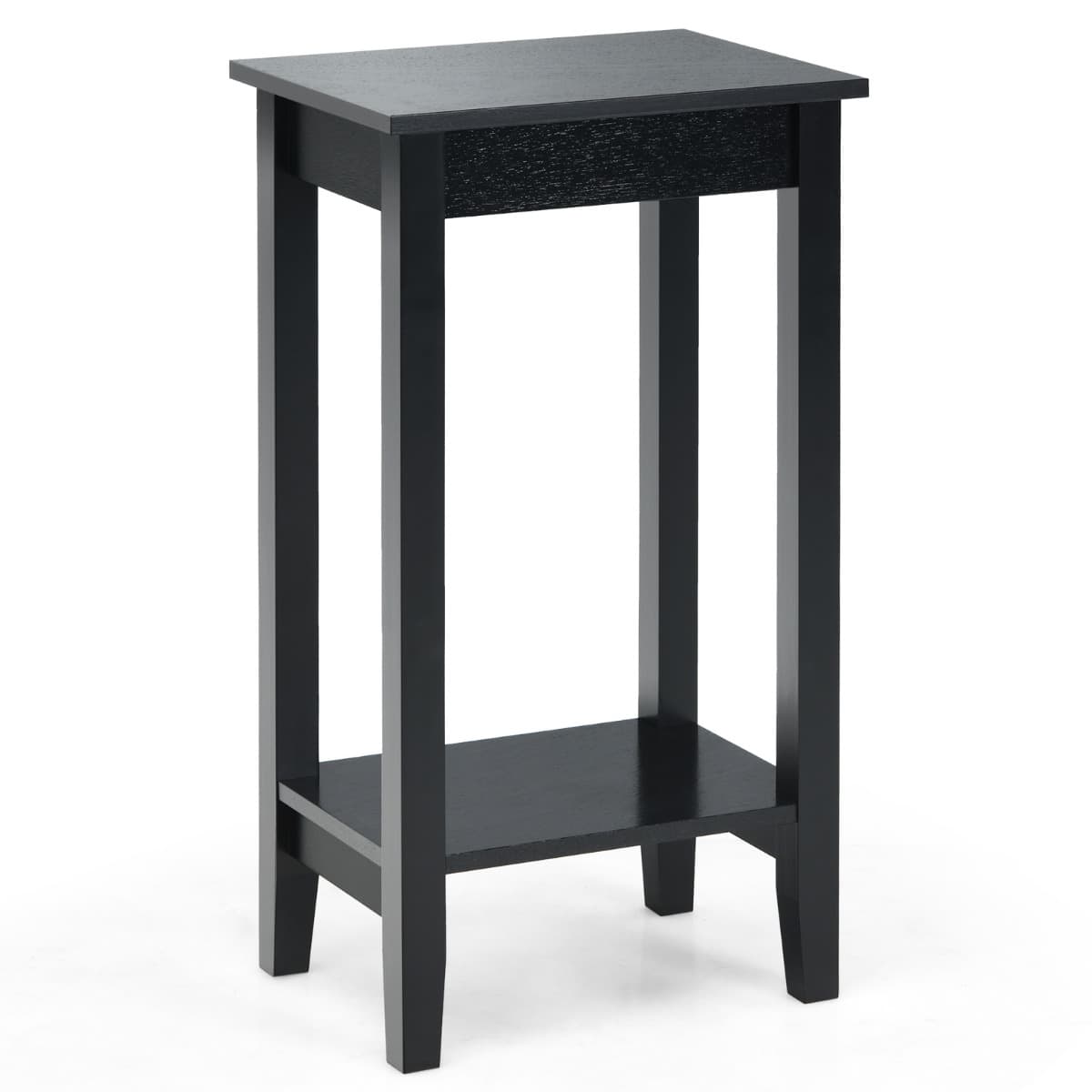 CostwayTable d'appoint étroite avec étagère de rangement Salon Noir