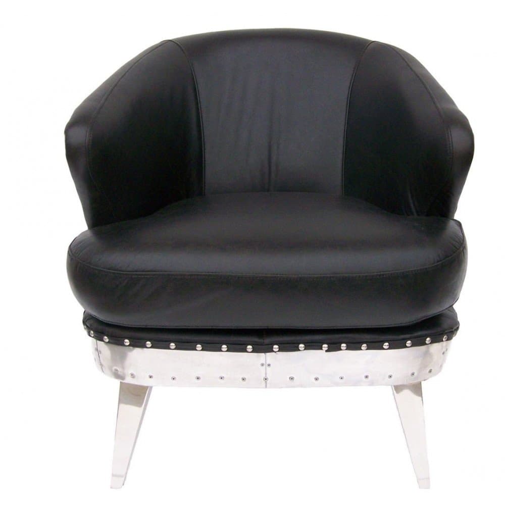 Fauteuil de bureau noir cuir Rocky Vintage