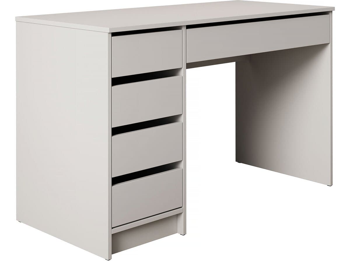 Bureau en bois 5 tiroirs "Malika" - 120 x 75 x 55 cm - Blanc