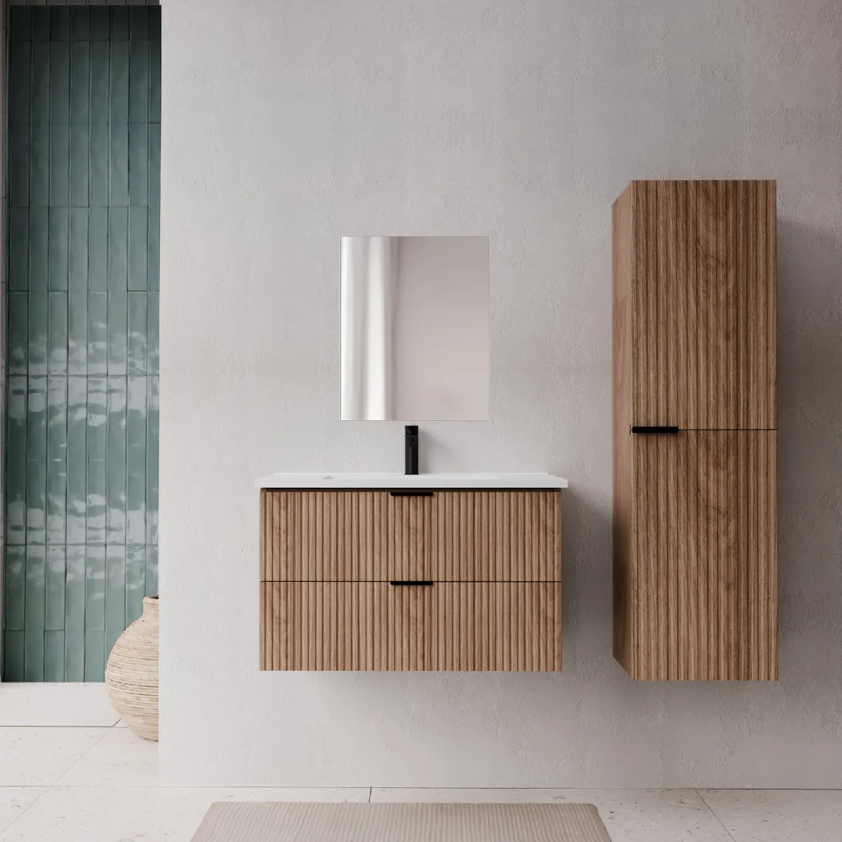 Ensemble meuble salle de bain 60 cm avec colonne