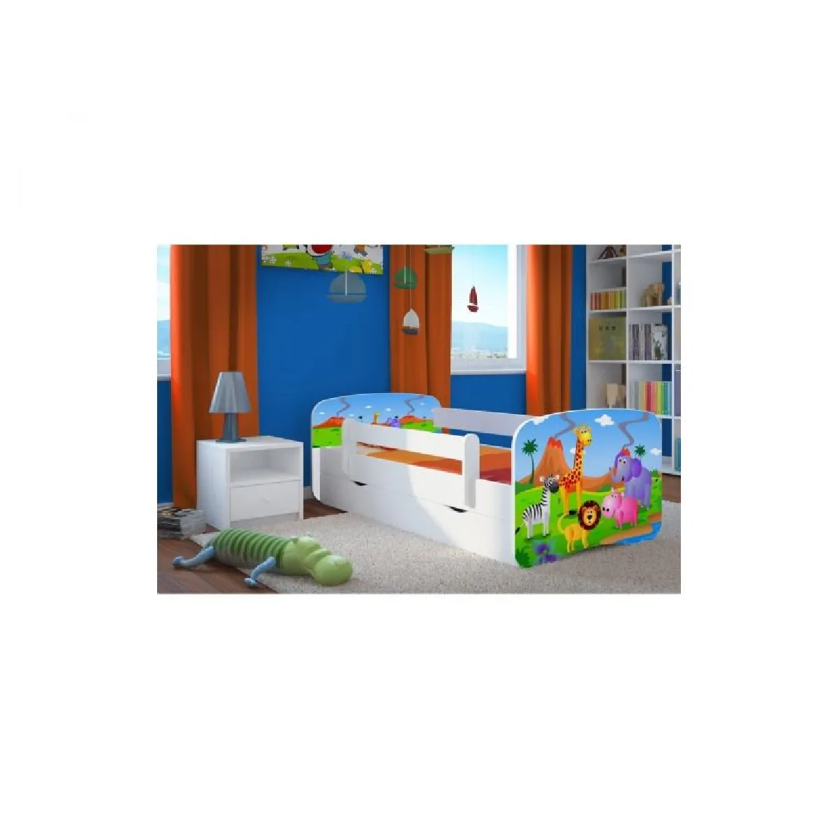 Lit bébé évolutif avec rangement - Bleu