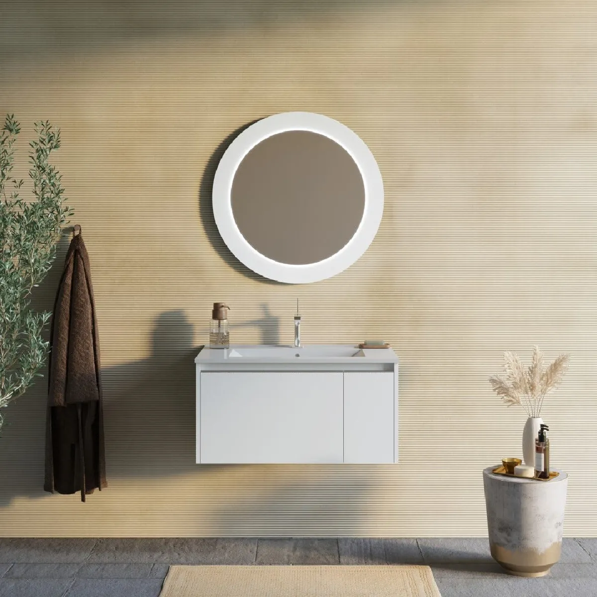 Kiamami valentina ensemble salle de bain - Blanc mat