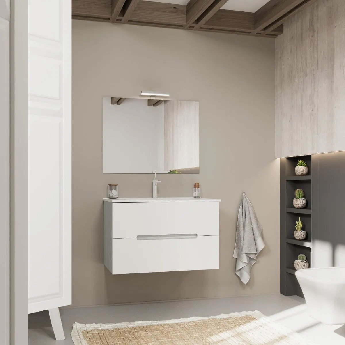 Kiamami valentina Ensemble meuble salle de bain - Blanc mat