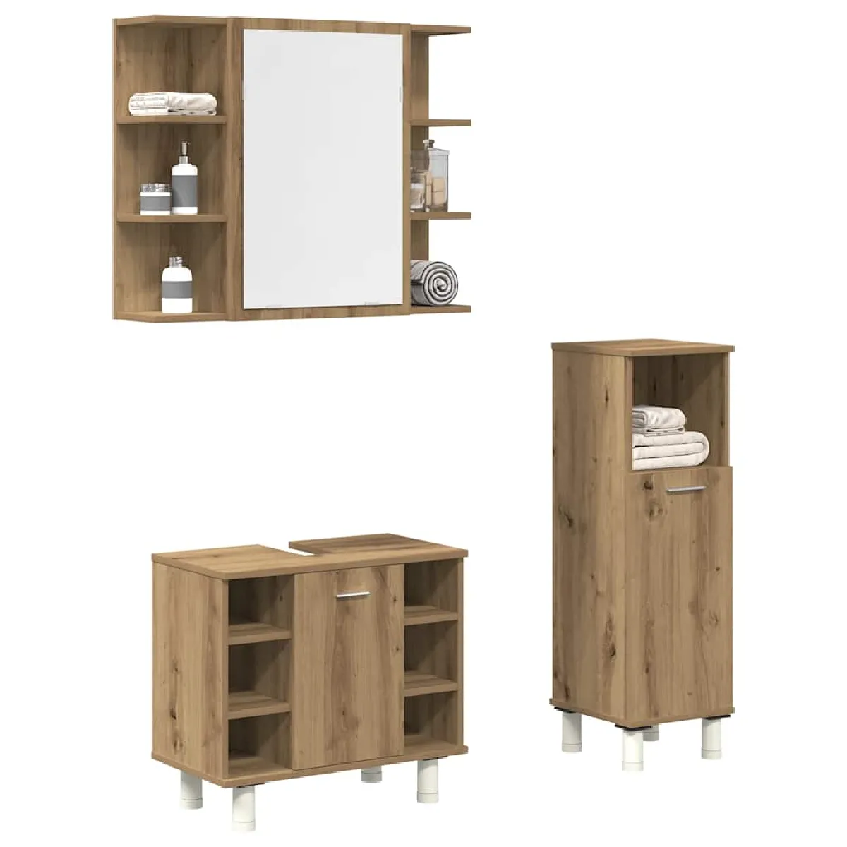 vidaXL 3 pcs Bois d'ingénierie