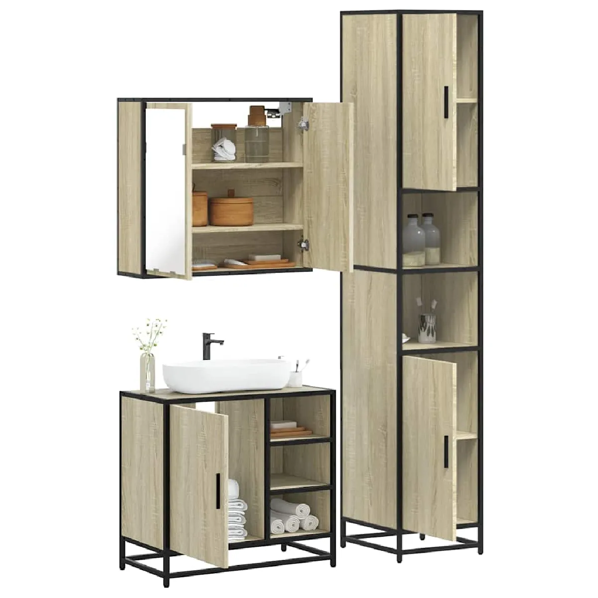 vidaXL Ensemble Sonoma gris