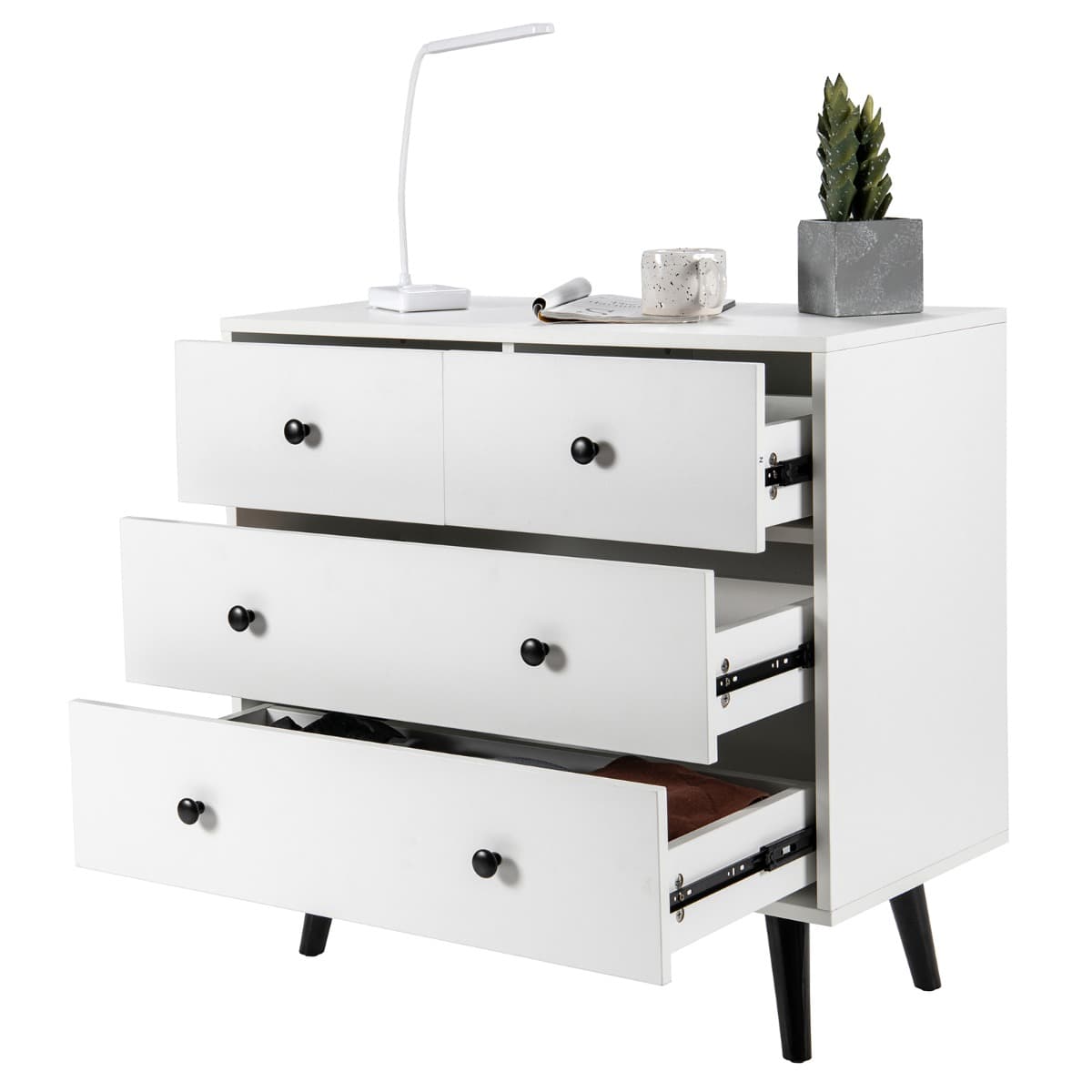 Commode Moderne à 4 Tiroirs Commode de Rangement en Bois avec Kits Anti-renversement Organisateur de