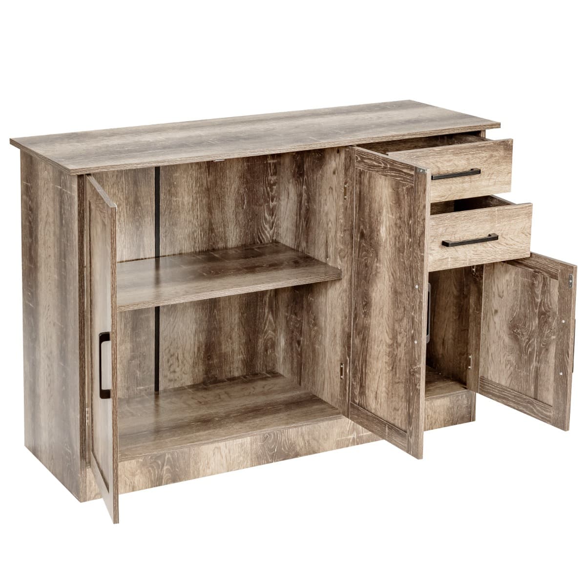 Buffet de Cuisine 3 Portes et 2 Tiroirs 110x40x78 CM Buffet Bas Étagère Réglable Salon Bureau et Sal